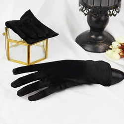 WG044 Simple Wedding Bridal White Black Gloves Satin Brides Bridesmaid Gloves Evening Party Glove for Women