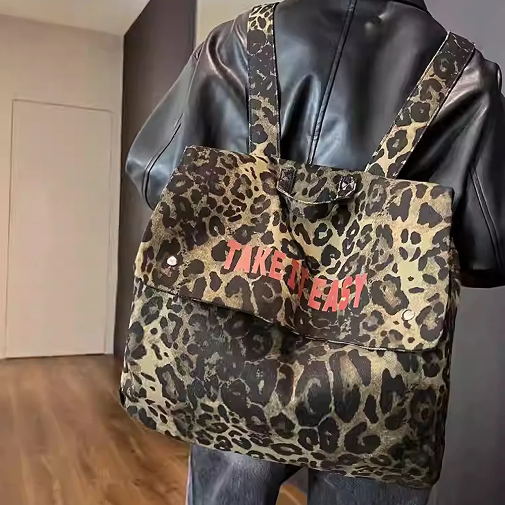 

Модный рюкзак с леопардовым принтом, с откидной крышкой и шнурком, вместительный дорожный рюкзак, рюкзак для стильных девушек