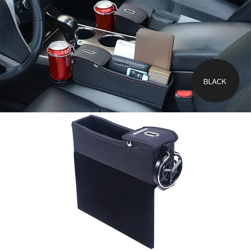 Car Seat Gap Crevice Organizer Filler Pocket Storage Accessories Car Leather Coin Storage Interior Multi-function PU Holder X3B6