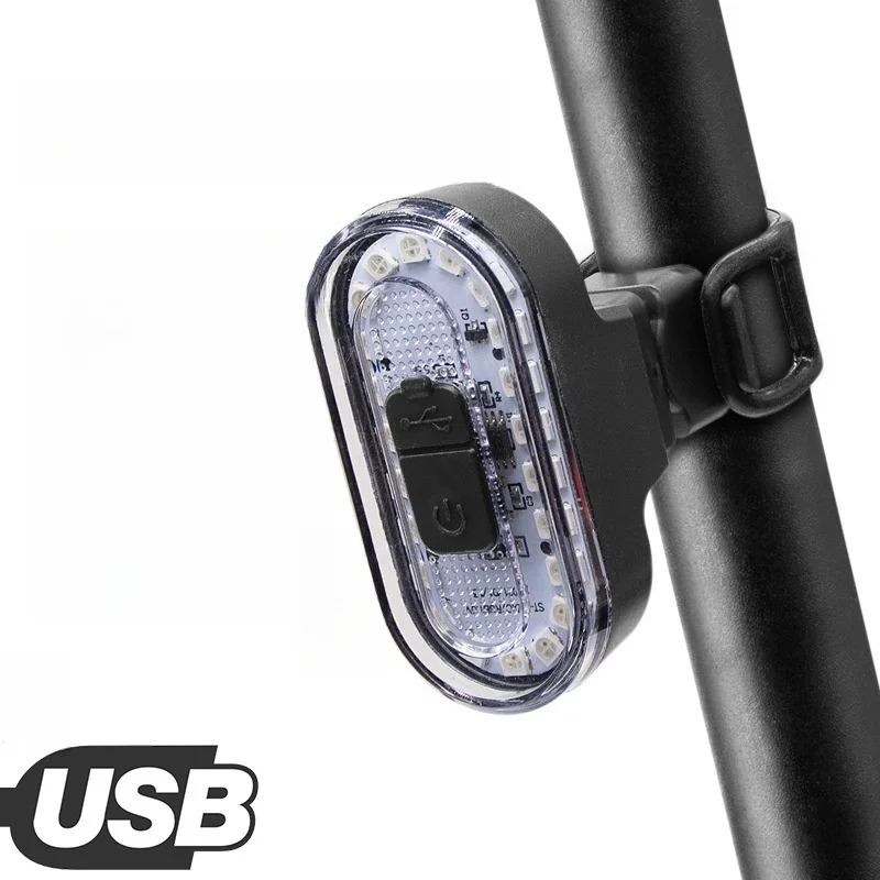 1PCS Bicycle Lights USB Charging Multiple Modes Warning Tail Lights