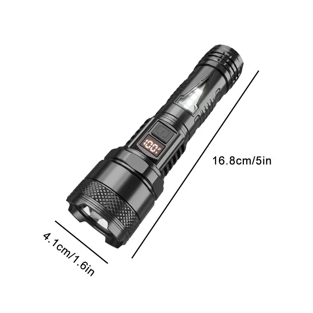 Super Bright LED Flashlight USB Rechargeable High Power Long-range Lantern With Sidelight Lamp Tactical Torch Waterproof Outdoor