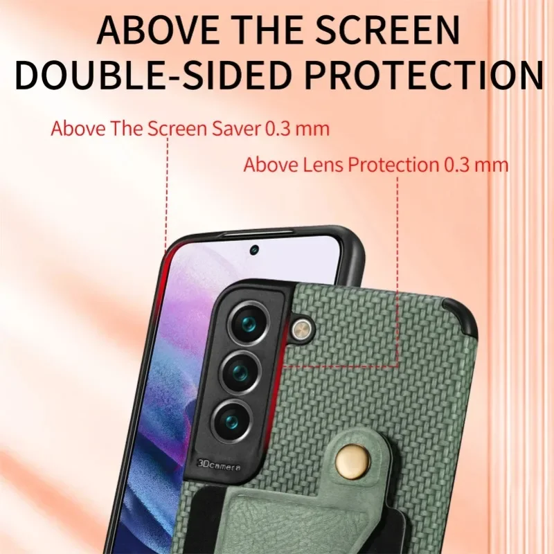 Carbon Fiber Wallet Flip Card Holder Phone Case for Samsung Galaxy S21 S23 FE S24 S22 Plus Ultra A25 A15 A35 A05 A05S Leather