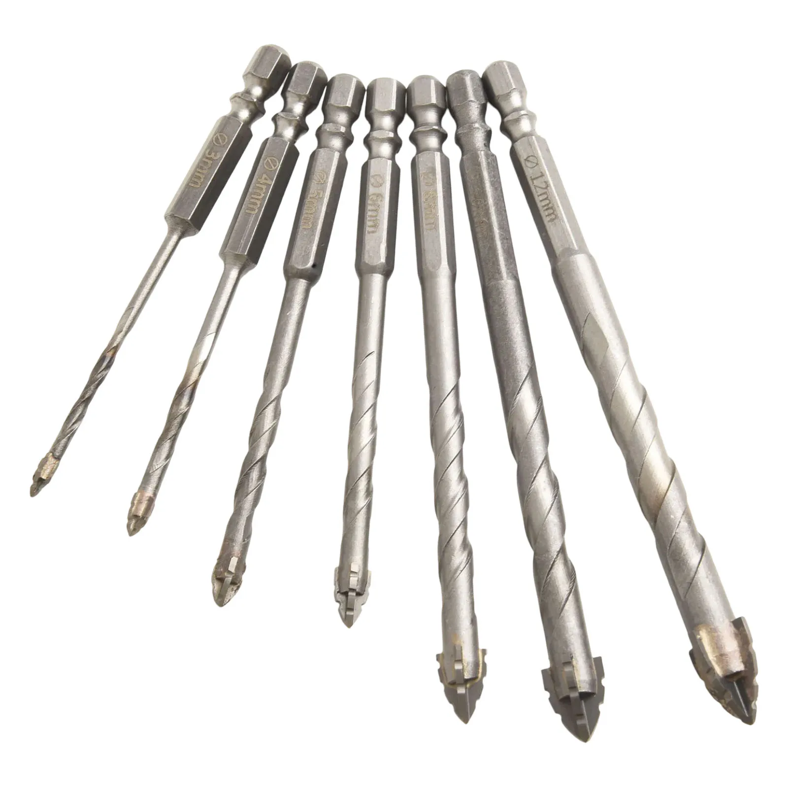 Triangular Spiral Drill Bit Set Drill Bit Approx.3mm Carbide Drill Set Drilling Precision Hex Shank Diameter 6.35mm