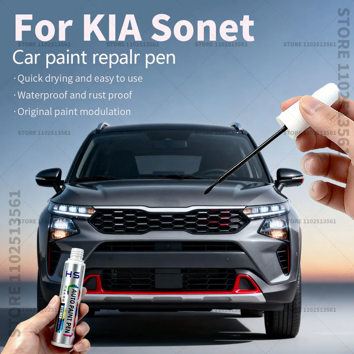Para KIA Sonet pluma de reparación de pintura de coche removedor de arañazos DIY accesorios para automóviles verde oliva BD5 blanco nacarado SWA Elan rojo H3R