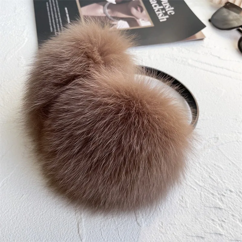 Luxury Earmuff Designer Winter 100% Real Natural Blue Fox Fur Ear Muffs Women Warm Fluffy Fur Earmuffs