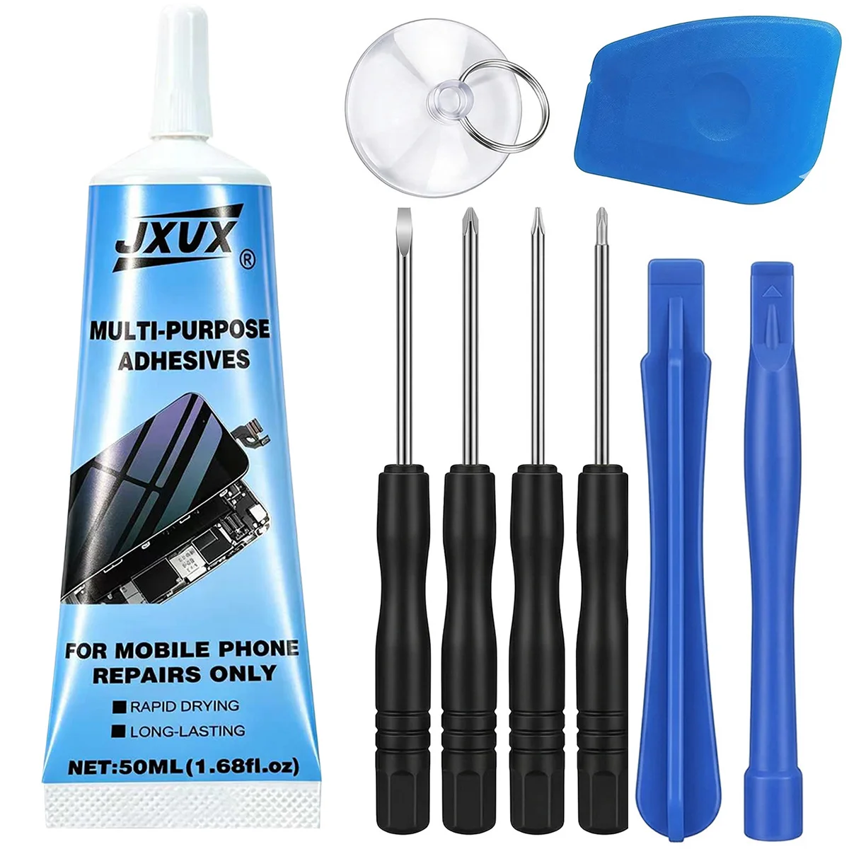 Kit de Ferramentas de Reparo 9 em 1 com Cola b7000, Conjunto de Ferramentas Manuais para Desmontagem de Celulares, Tablets e Computadores