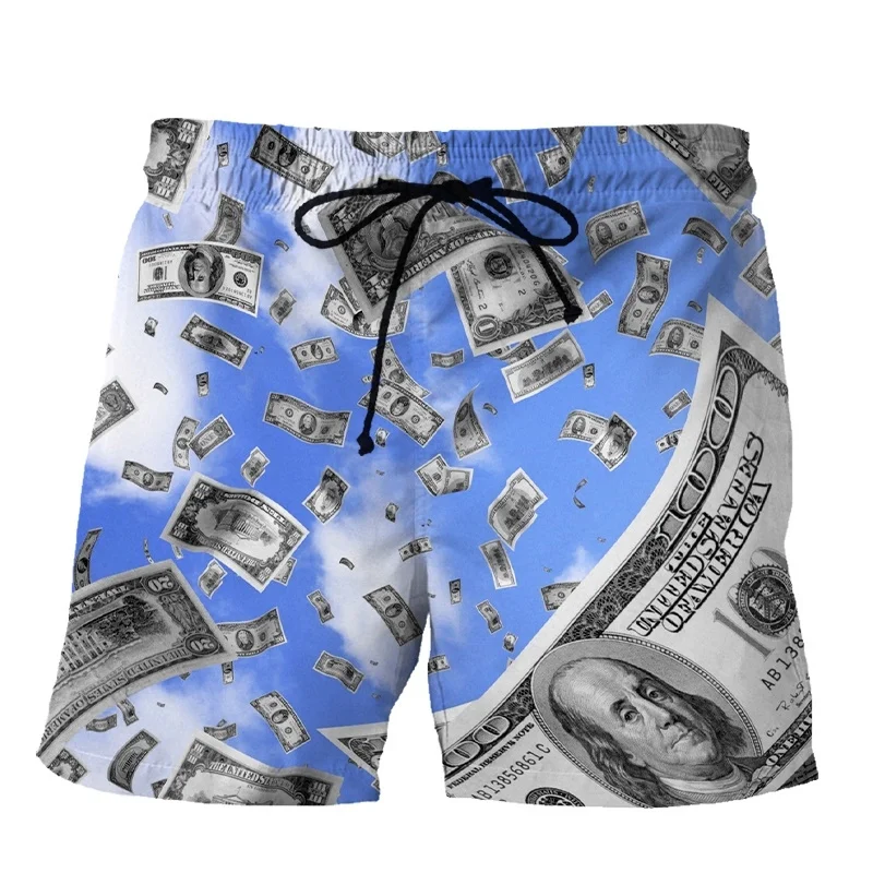 Short de plage imprimé en 3D pour hommes et enfants, maillot de bain personnalisé, pantalon court de rue cool, mode estivale, vêtements pour femmes, drôle, dollar