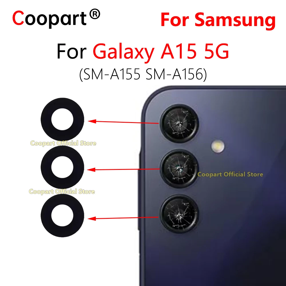 New Coopart Rear Back Camera Glass Lens For Samsung Galaxy A15 5G SM-A155 SM-A156 Replacement With Adhesive Sticker