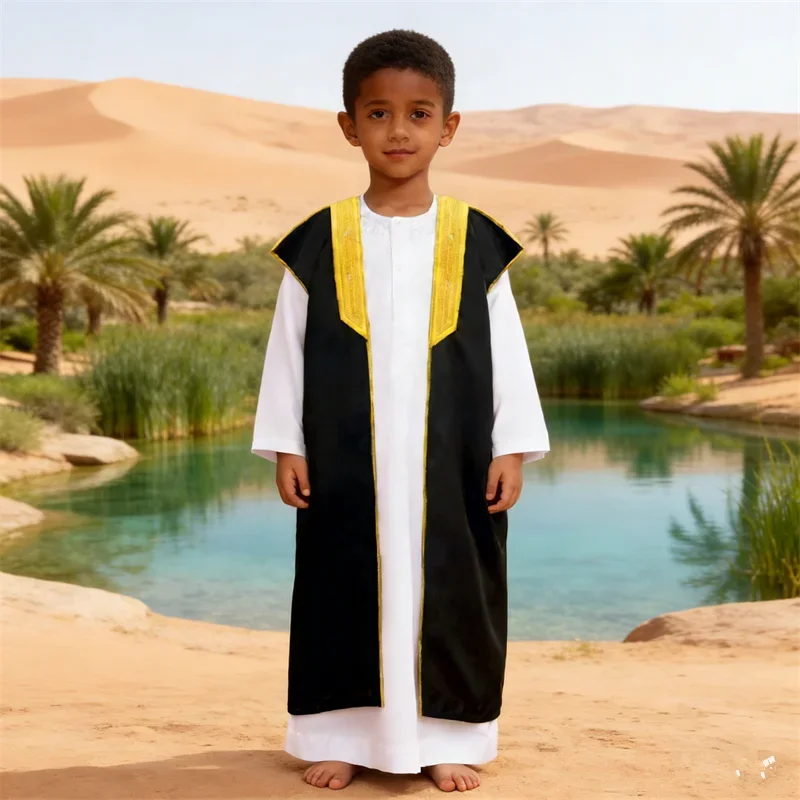 

Islam Boy Jubba Thobe Kimono Cardigan Eid Ramadan Djellaba Muslim Dress Saudi Arabic Robe Dubai Abaya Turkey Kaftan Morocco Gown