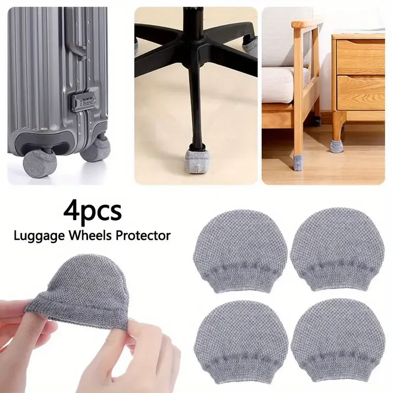 4 Pcs Luggage Wheel Cover Multi Purpose Knit Wheel Cover Can Be Used for Luggage Wheels Round Door Handles Office Chair Wheels