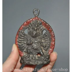 Tibet bronze 8 Arms Mahakala buddha Deity Vajrapani Tantra statue Amulet pendant
