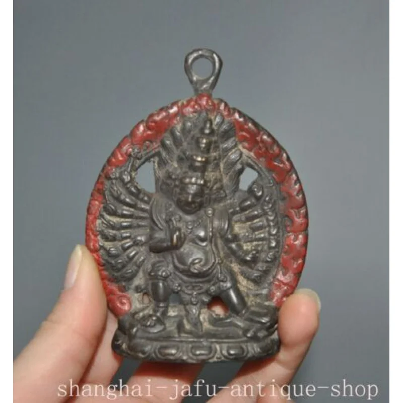 Tibet bronze 8 Arms Mahakala buddha Deity Vajrapani Tantra statue Amulet pendant