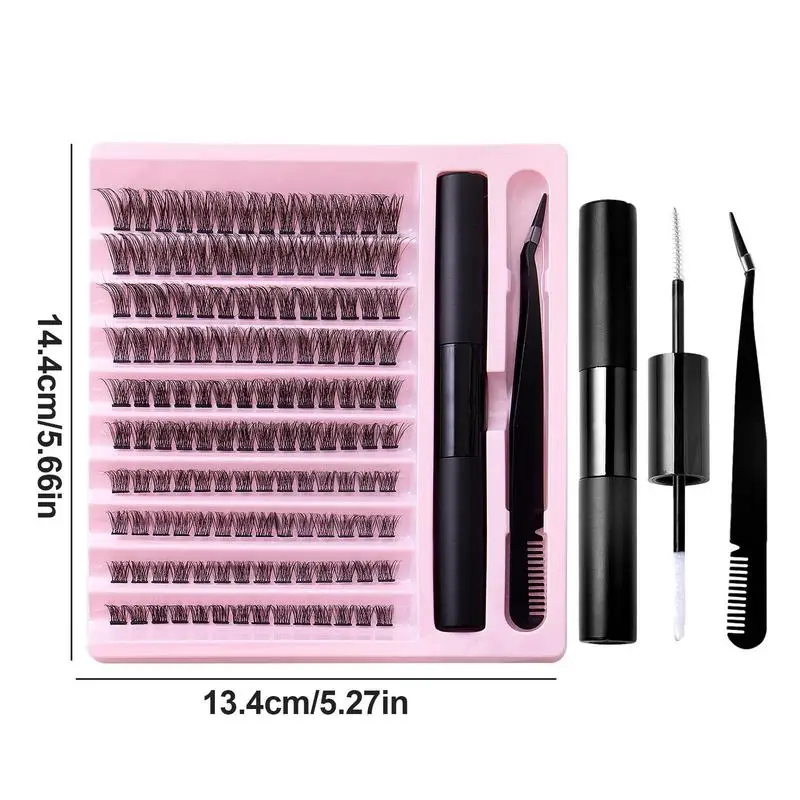 DIY Kit de Extensão de Cílios, Natural Lash Clusters, D Curl, Wispy Lash Kit com Cola, Maquiagem Individual