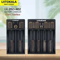 Liitokala Lii-202 Lii-402 5V2A Output Type-C Wire Interface Universal 3.7V 3.2V 3.85V 18650 21700 Rechargeable Battery Charger