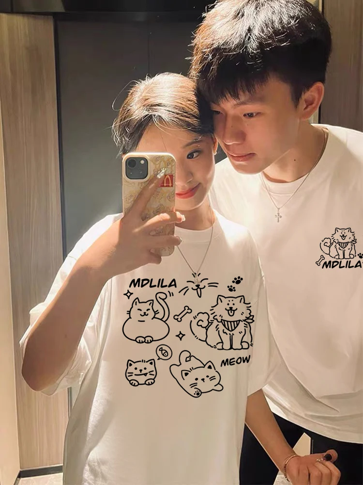 Couple 2024 new summer T-shirt top high-end explosive short-sleeved set