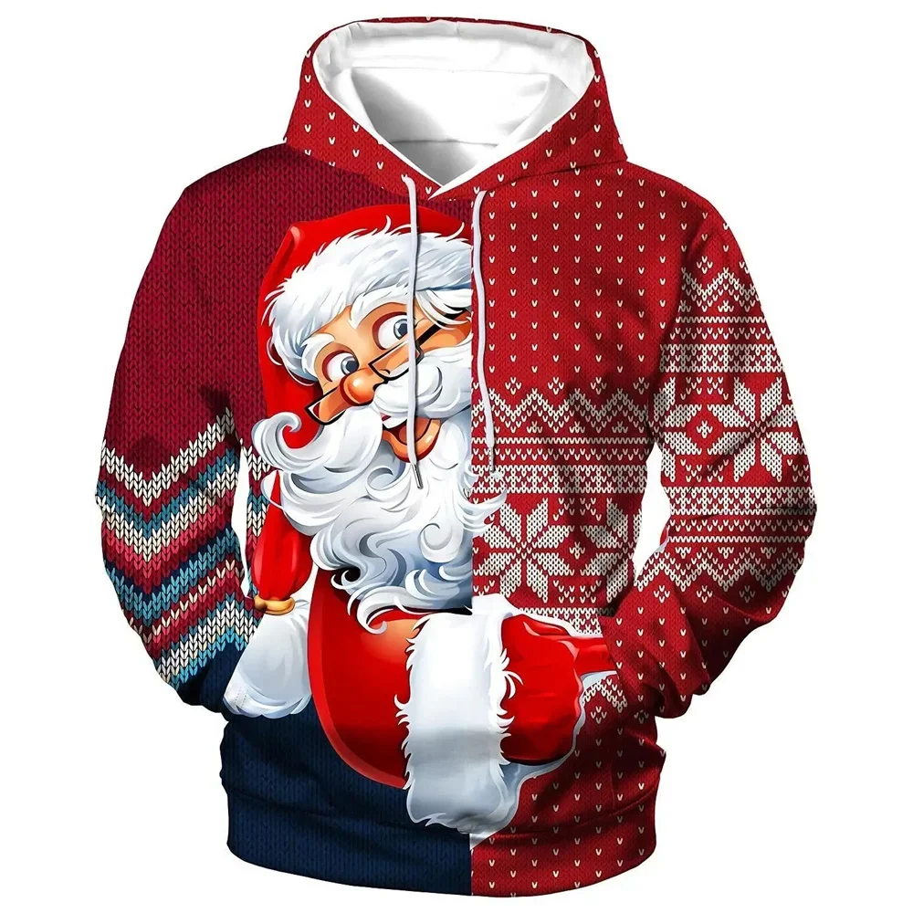 

Men's wide-brimmed hat with an interesting Santa Claus pattern, long scarf, long-sleeved shirt with 3D patterns of Christmas