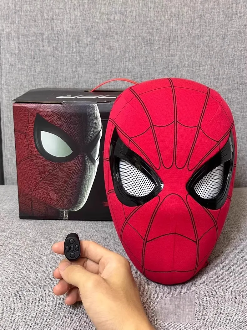 Spider-Man Auto-Touch Light Up Mask with Motorized Eyes & Ring Control 1:1 Scale Wearable Collectible for Cosplay