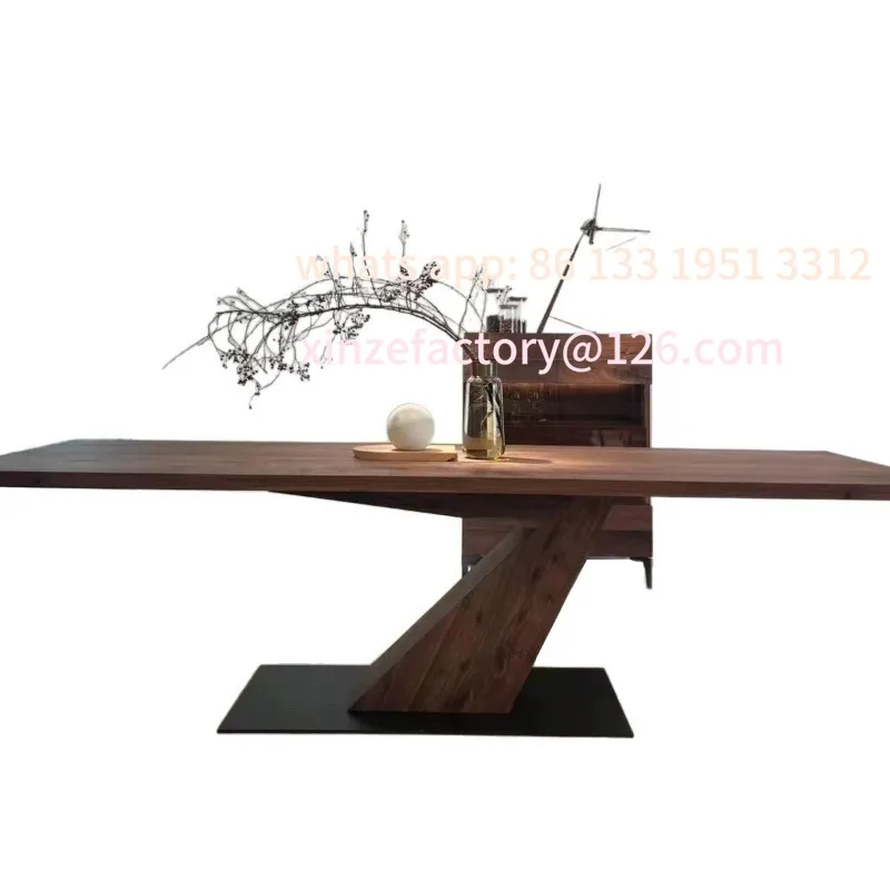 

Solid wood dining and chairs rectangular eating walnut medieval dining designer minimalist table workbench lon