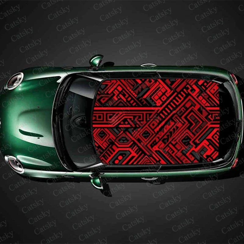 

Racing Tribal Pattern Car Roof Sticker Wrap Racing SUV Accessories Packaging Painted PVC Custom Car Graphic Decal