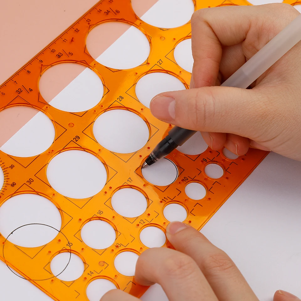 Fniiva 5/10PC Round Template Ruler Stencil Measuring Tool Soft Circle Geometric Drawing Measuring Tool for Drafting Architecture