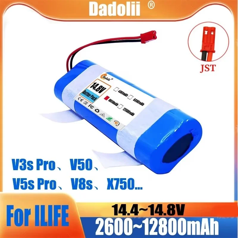 Original Li-lion Battery for ILIFE V3s Pro, V5s Pro, V8s, V8 Plus，V80，V80 Max，V80 Pro,V3s Max 18650 12800mAh 14.4V PX-B010