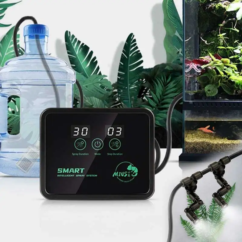 MIUS Smart Automatic Mist Reptile Humidifier Timer Rainforest LCD Screen Sprinkler Controller Terrarium Misting Spraying Kit