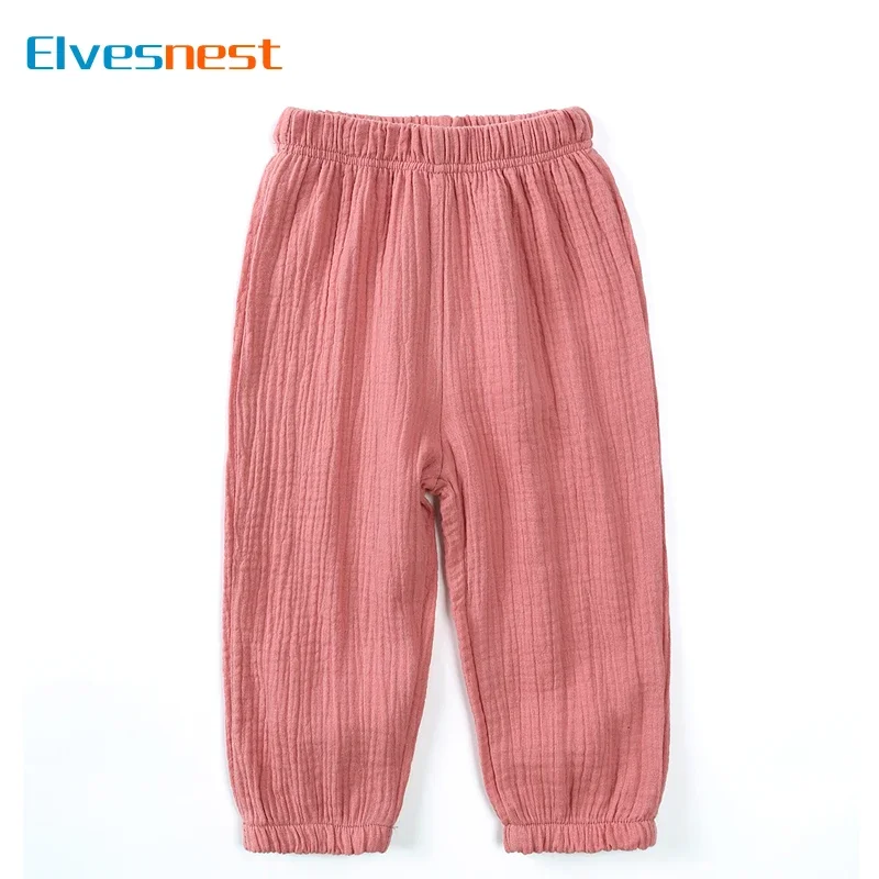 

Cotton Linen Elastic Waist Kids Clothes Girls Pants Solid Color Boys Pants Summer Children Clothing Girls Leggings 2-7 Years