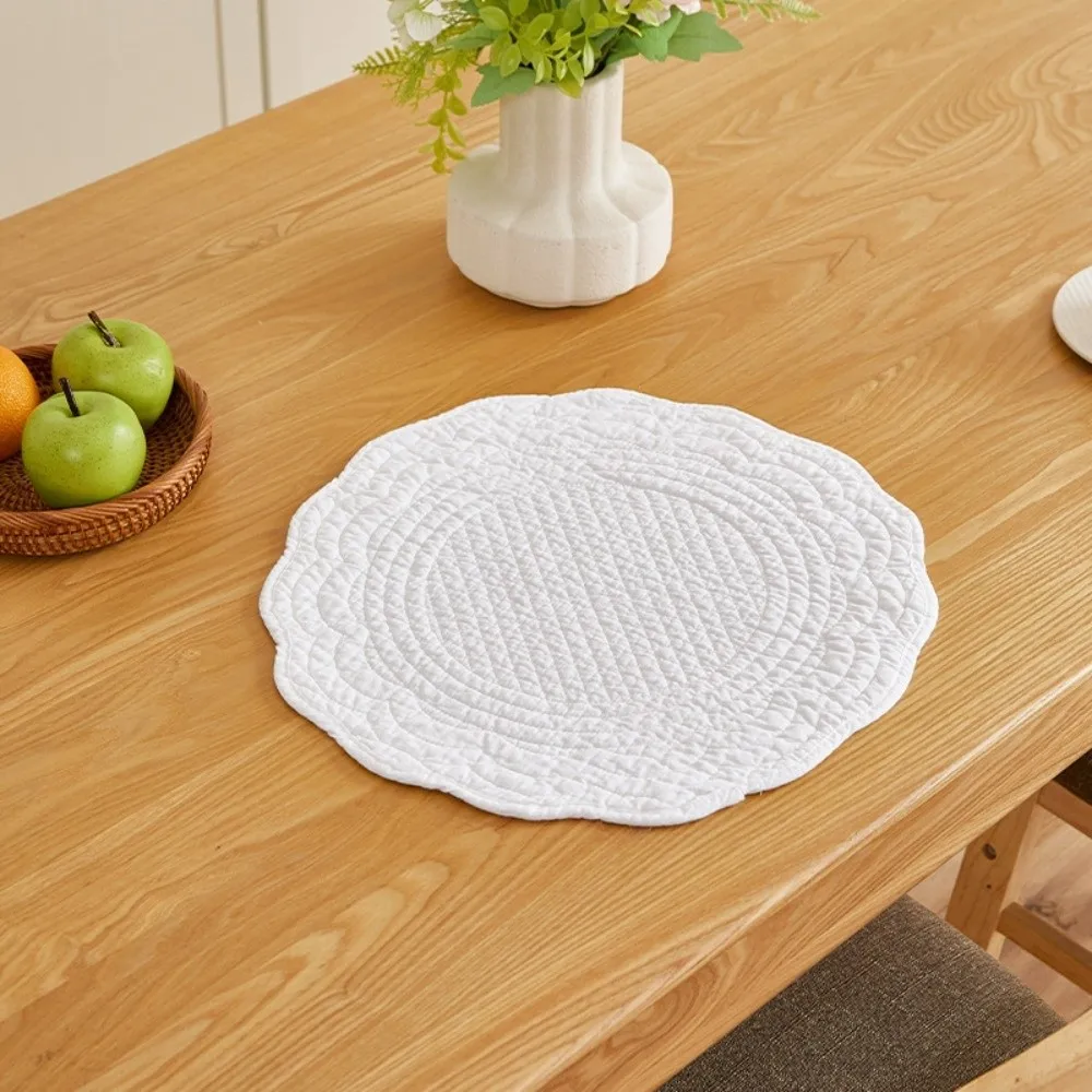 Gifts Cotton Round Placemats Scalloped Edge Prairie Chic Style Dining Placemats Washable Quilted Placemats Table Mats