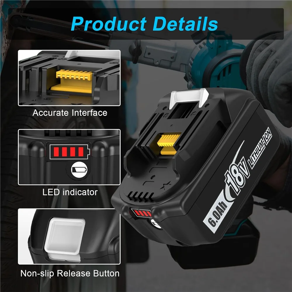 

for Makita 18v 9AH/6AH original battery 18650 tool battery and Makita 18/20V Volt wireless grinding tool battery compatibility