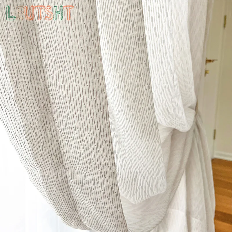 

Custom Size Pearlescent Bright Silk Texture Light Luxury High-end Atmospheric Window Screen Modern Simple Tulle Curtain