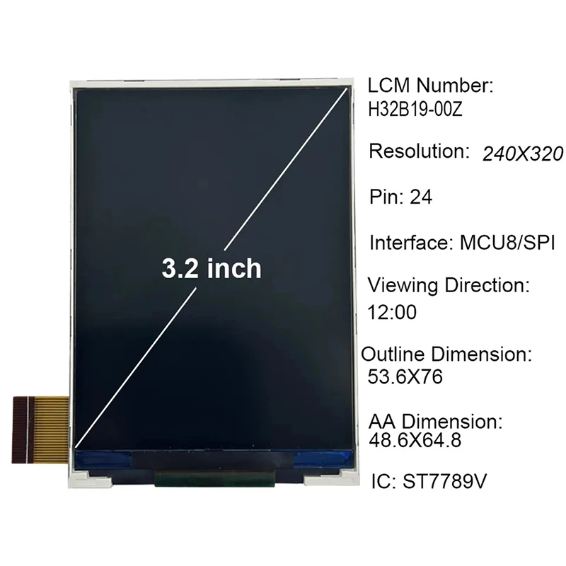 Custom MCU SPI Interface Screen LCD Video Module Ili9341 3.2'' Inch Small LCD TFT Display
