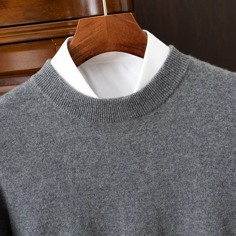 2024 new autumn and winter men\'s 100% pure cashmere sweater, round neck, popular, Korean version, pullover