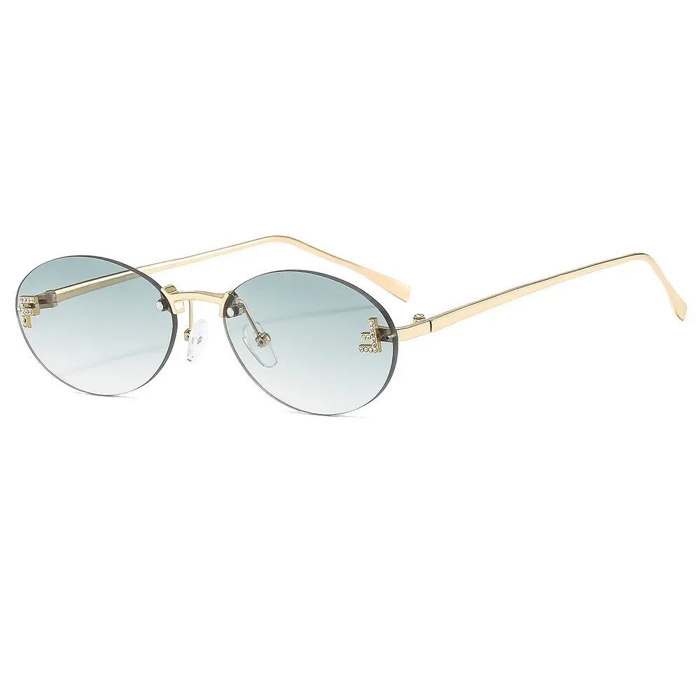 CCspace Luxus Marke Design Randlose Sonnenbrille Frauen Oval Retro Kleine Größe Metall Suneyeglass Im Freien Casual Urlaub Uv400 # 300371 7