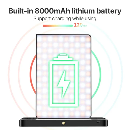 Imagen 2 del producto Ulanzi LT003 RGB luz de vídeo Panel de luz a todo Color 8000mAh regulable 2500-9000K CRI 95 + lámpara de estudio fotográfico 266 cuentas Liveestream