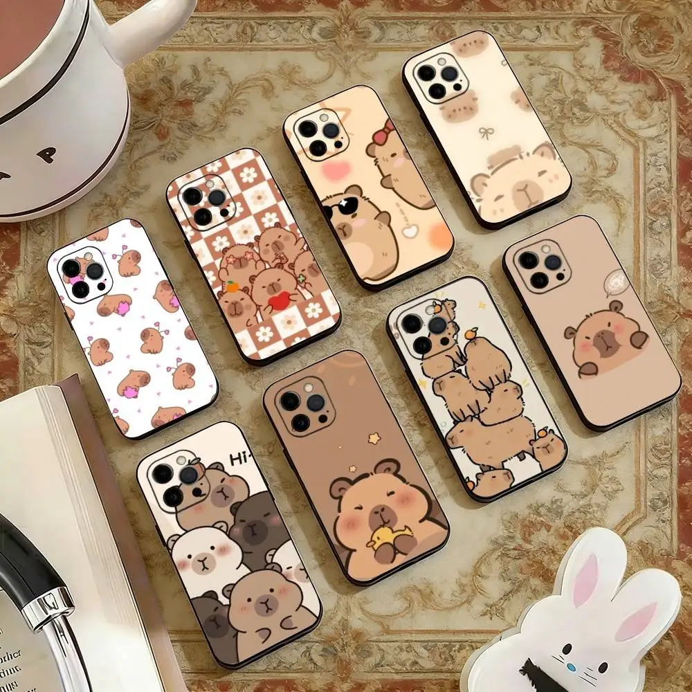 

Cute K-Kawaii Capybara Phone Case Silicone Soft For IPhone 17 16 15 14 13 12 11 X XR Plus Pro Max Plus