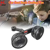 Car Seat Back Cooling Fan USB Charge Dual Head Fan 360 Degree Rotation Portable Cooler 3-Speed Super Wind Car Accessories