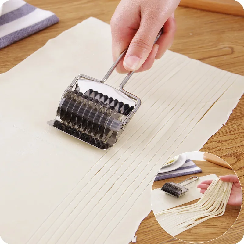 1 قطعة مساعد المطبخ لتقوم بها بنفسك أداة قطع العجين الفولاذ المقاوم للصدأ السباغيتي صانعة النودلز شعرية الأسطوانة دوكر قاطع العجائن أداة OK 0249 #6