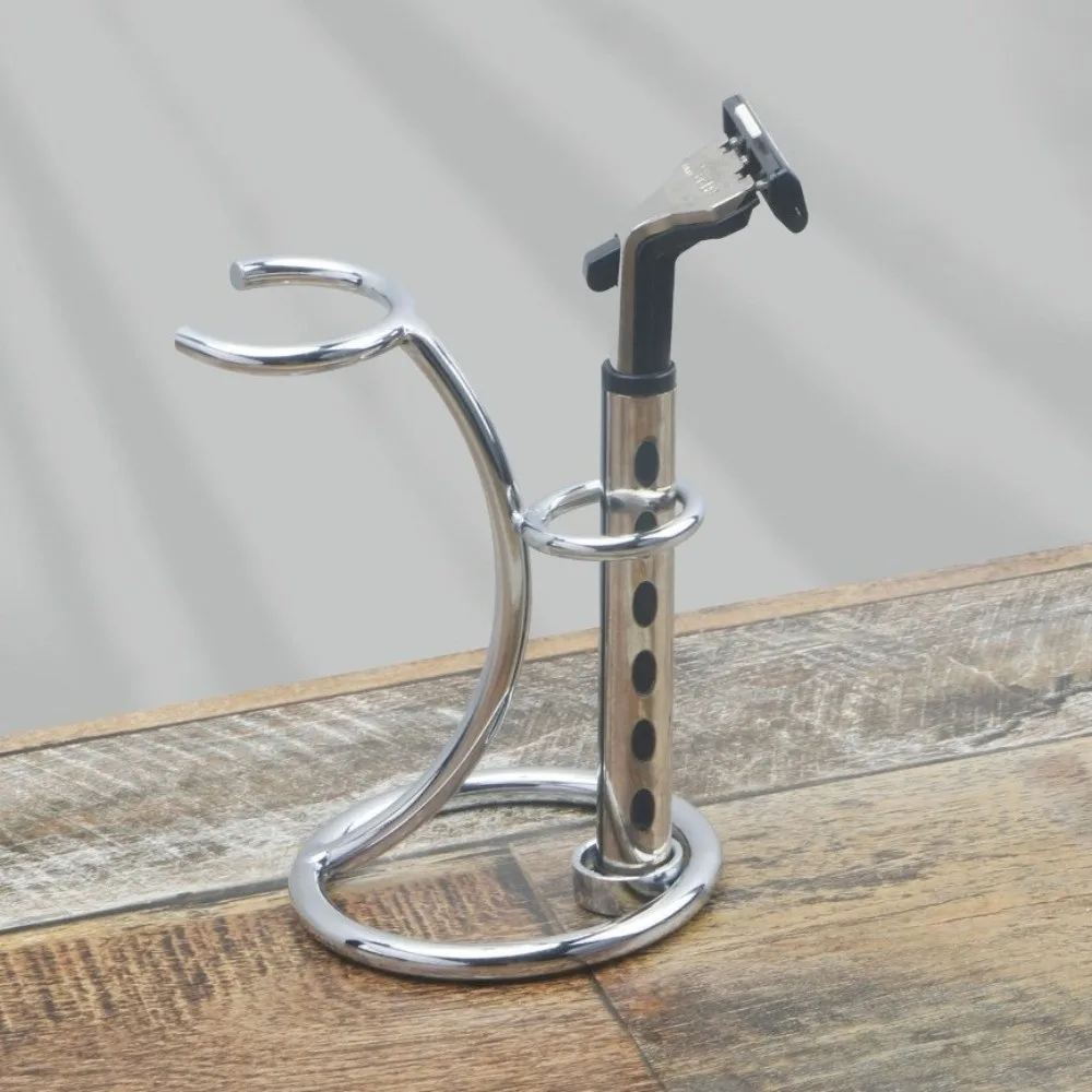 Multifunctional Metal Razor Stand Holder Razor Base Mustache Art Shaving Brush Stand Portable Grooming Accessory