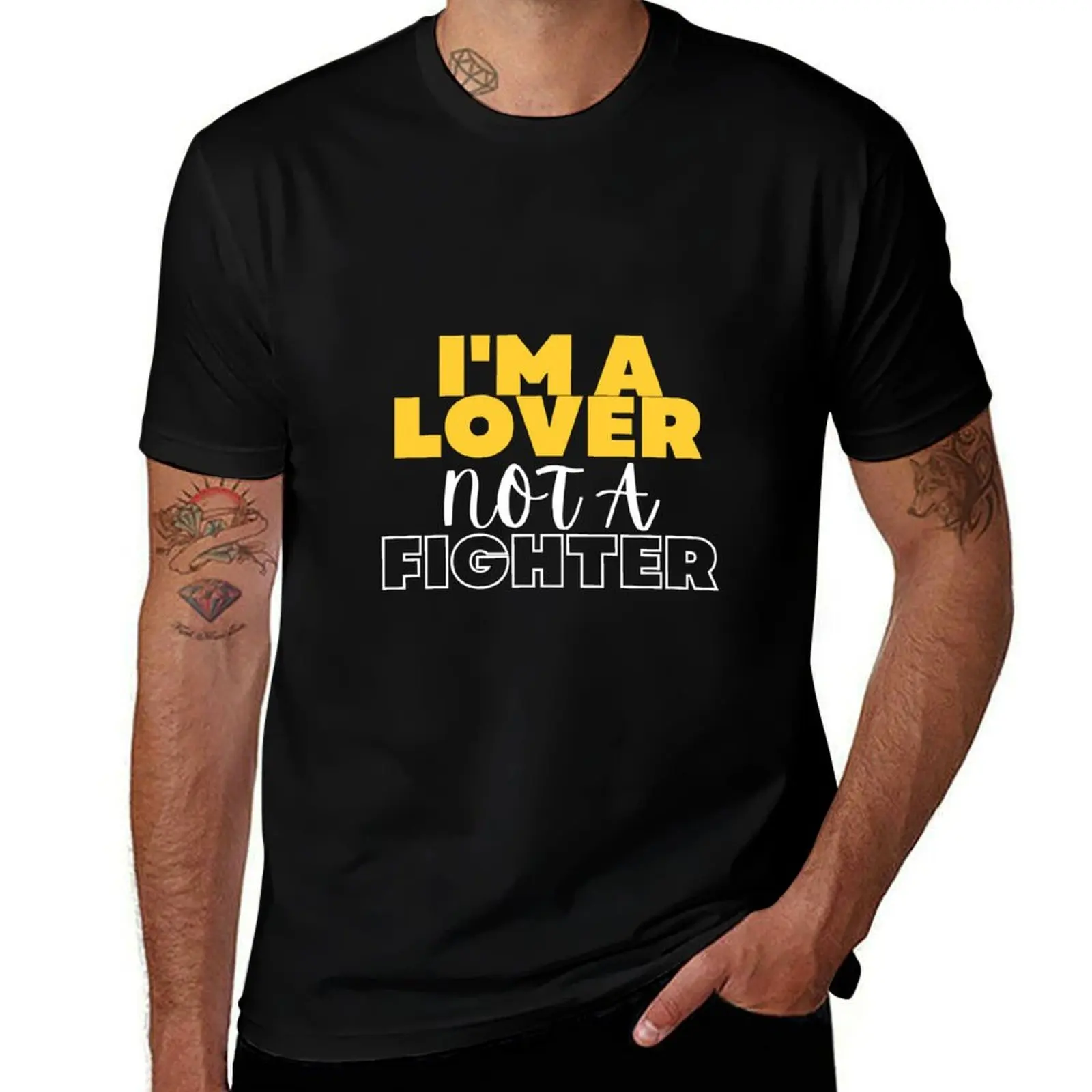 

Im A Lover Not A Fighter T-Shirt funny meme t-shirts clothes summer clothes oversizeds men workout shirt