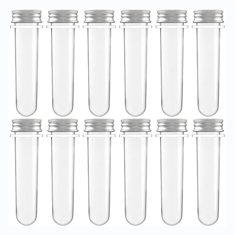 12Pcs Clear Plastic Test Tubes 25x140mm 45ml Tube Vials Science Party Test Tubes Scientific Experiments, Party Decoration