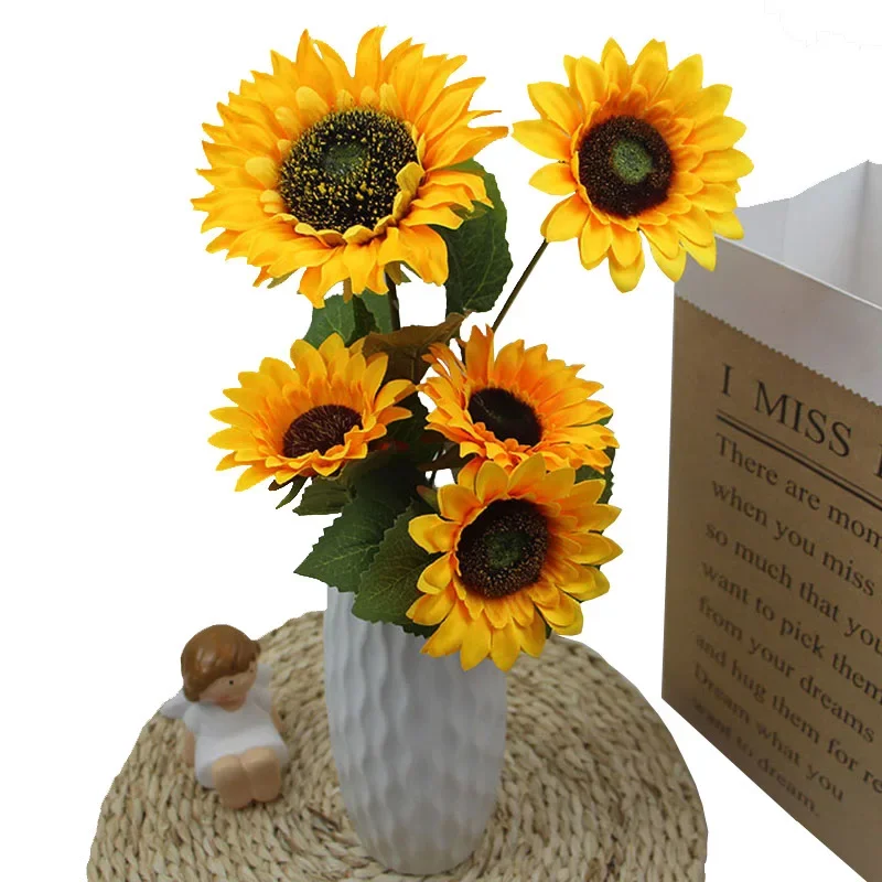 Artificial Sunflower Living Room Decoration Wedding Fake Flower Ornament Bendable Garden Bonsai Fake Plants