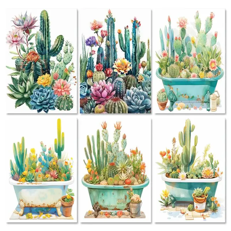 

GATYZTORY Coloring By Number Flowers DIY Painting By Numbers Cactus Scenery Drawing On Canvas HandPainted Painting Decoration