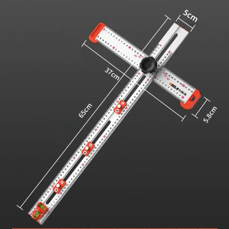 T Shaped Multifunctional Angle Aluminum Alloy Marking Measuring Tool Woodworking 2 In 1 Punching Positioning Ruler