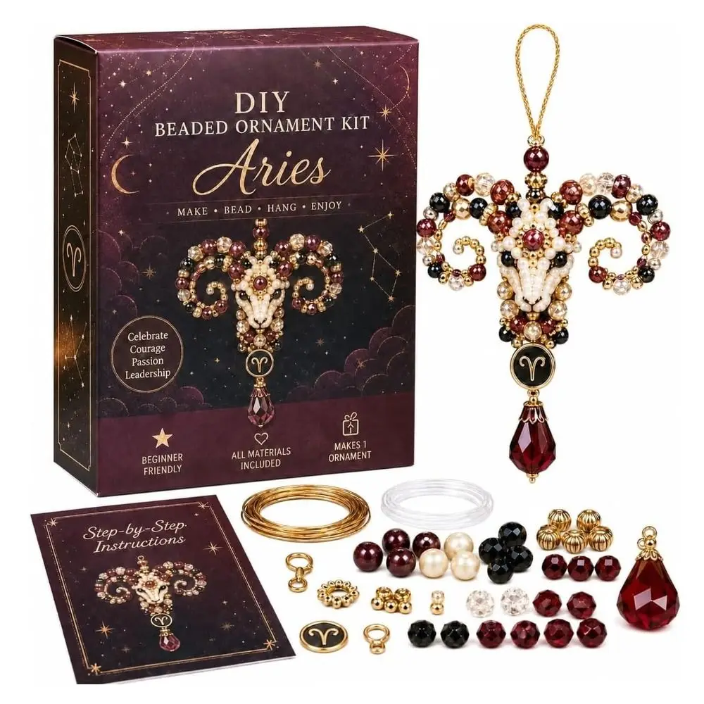 Handmade DIY Beaded Pendant Kit Light Luxury Hanging Decor Twelve Constellation Pendant Kit Creative Craft Bag Keychain