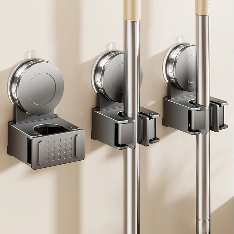 Ventosa de montaje en pared, clip para fregona, ventosa de vacío, cocina, baño, fregona, escoba, estante de almacenamiento, soporte para fregona impermeable, estante organizador