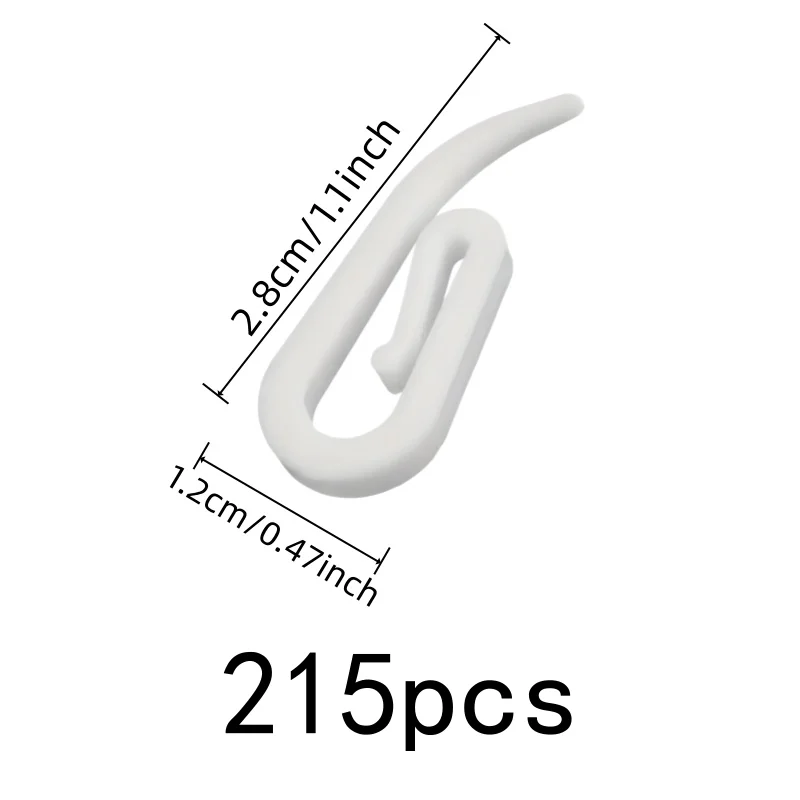 215 pcs Durable Plastic Material Plastic Curtain Hooks, great for Living Room Curtains, Smooth Sliding Design