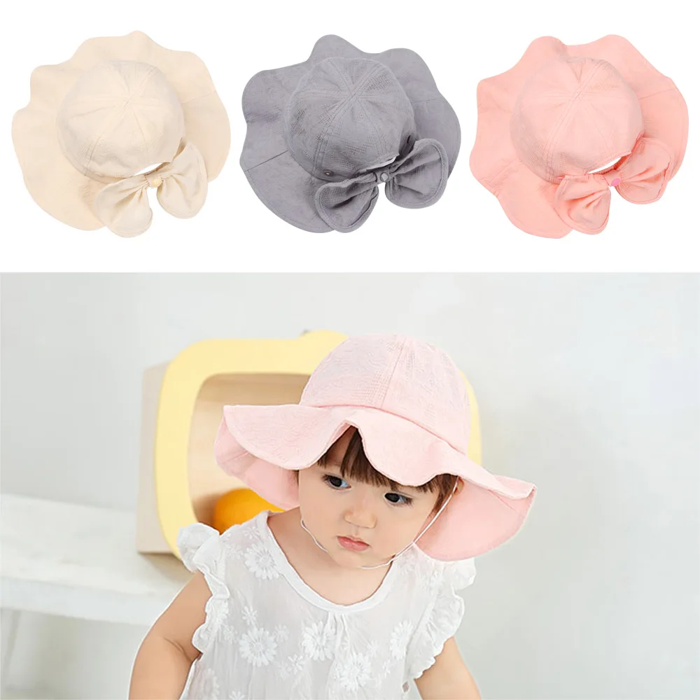 Princess Cotton UV Protection Outdoor Sun Hat Foldable Portable Baby Bucket Hat Beach Cap For 2-4 Years Old