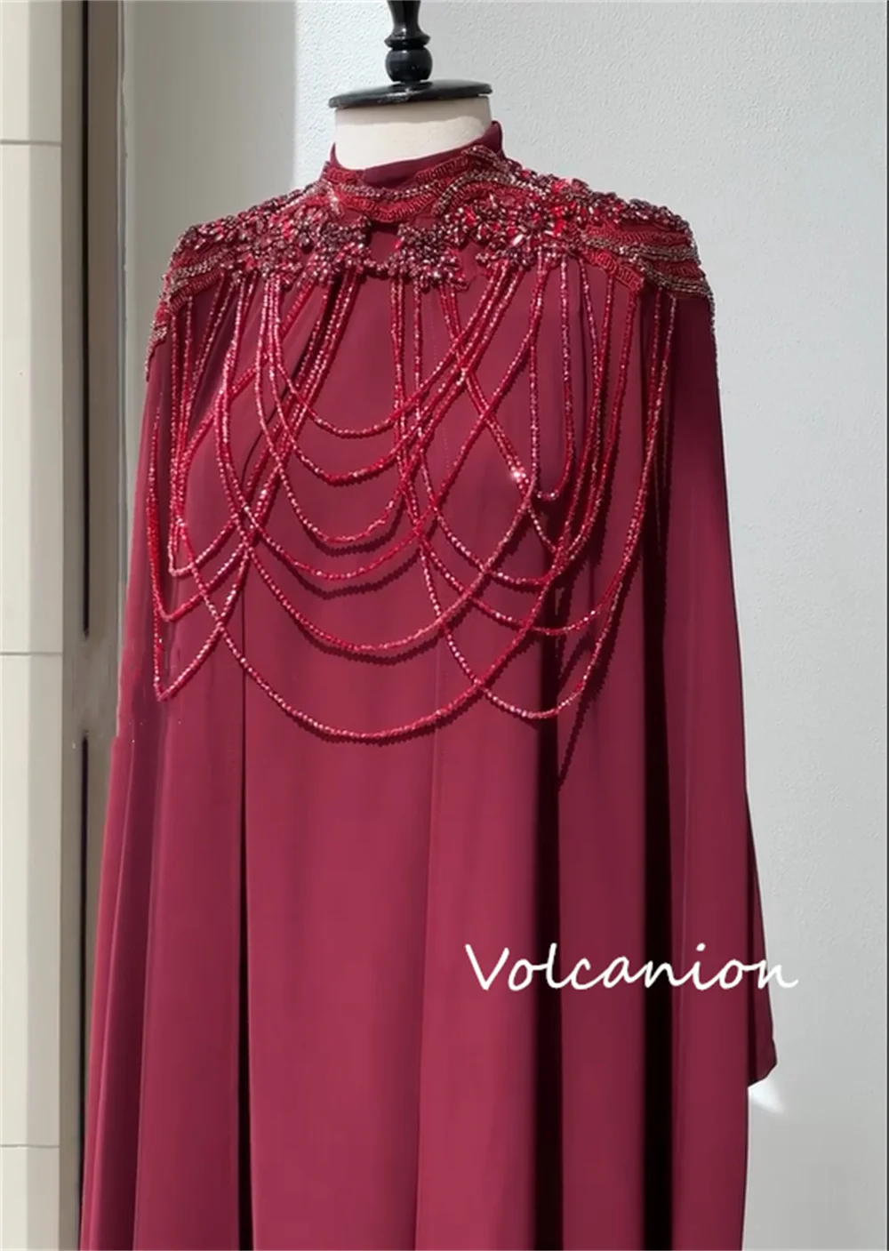 カスタマイズされた中国風ジャージスパンコールプリーツストレートハイカラーロングドレスオーダーメイドの機会絶妙な