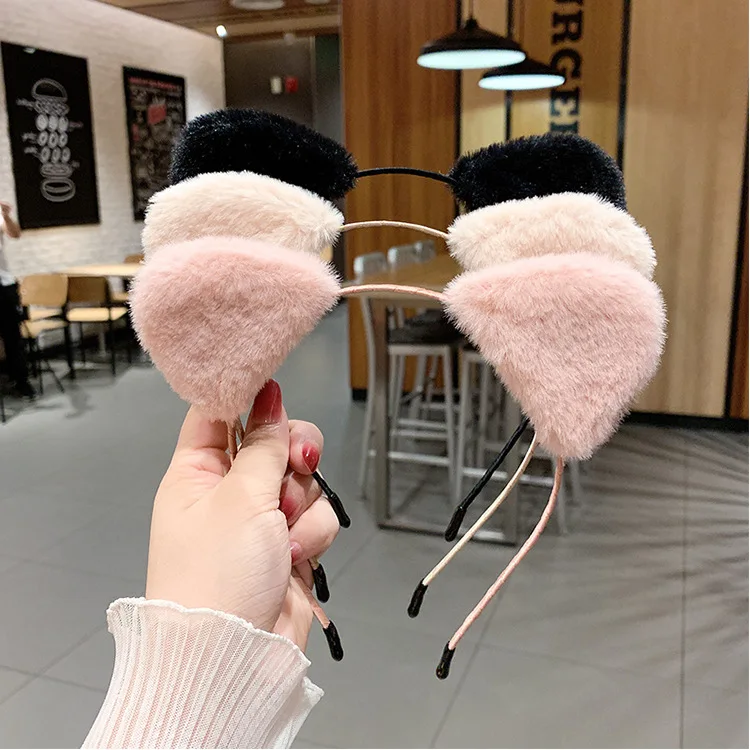 Cat Ears Headband for Women Cartoon Plush Hair Band Anime Cosplay Cute Face Wash Hairband Headware Girls Hair Accessories