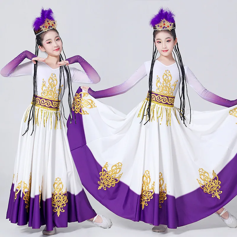 

Xinjiang Uygur Dance National Costumes Folk Dress Traditional Nations Minority Hmong Festival Dance Performance Hanfu Outfits